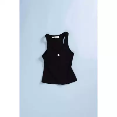 Eleven - Áo Tank Top Vải Thun Gân Thêu Mono | Màu Đen