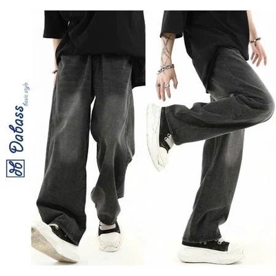 Quần Jean Nam Ống Rộng Suông Unisex Đen Wash, Quần Bò Nam Dáng Baggy Wash SMOKE Chất Vải Cao Cấp Dabass