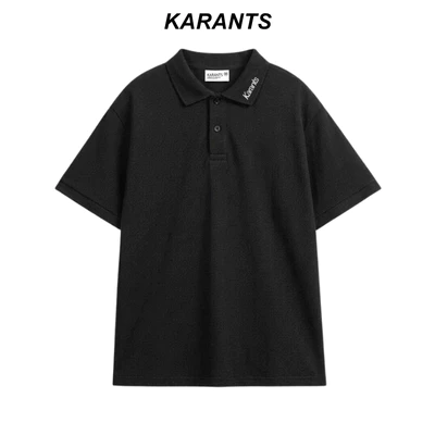 Karants Áo Polo Oversize Vải Cotton Cá Sấu Gắn Thanh Kim Loại Trơn Nam Nữ Unisex - KR401
