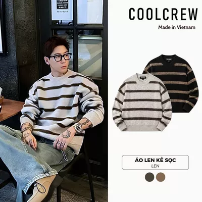 Áo Len Sweater Kẻ Sọc Đen 𝐂𝐎𝐎𝐋𝐂𝐑𝐄𝐖 Cổ Tròn Nam Nữ Unisex Form Rộng Phong Cách Hàn Quốc ALD 03 ASW075