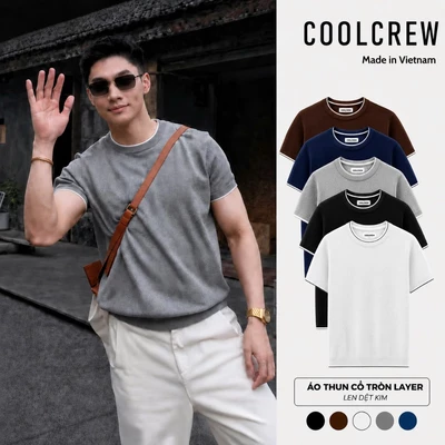 Áo Thun Len Dệt Kim Cổ Tròn Layer 𝐂𝐎𝐎𝐋𝐂𝐑𝐄𝐖 Ngắn Tay Form Regular Fit Phong Cách Thời Trang Hàn Quốc - ALH07 ATN102