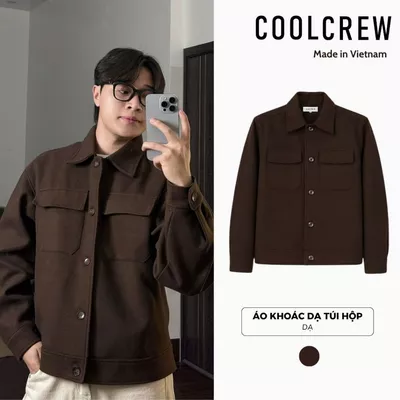 Áo Khoác Dạ Phối Túi Hộp 𝐂𝐎𝐎𝐋𝐂𝐑𝐄𝐖 Cổ Bẻ, Dày Dặn Unisex Nam Nữ Phong Cách Hàn Quốc AKD079