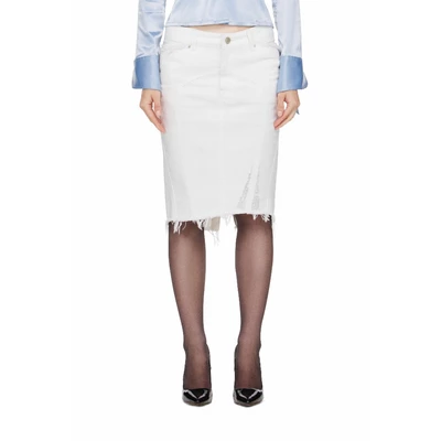 Chân Váy Denim Midi Rách Nữ Màu Trắng - BEUTER® WMNS DISTRESSED DENIM MIDI SKIRT - OFF-WHITE