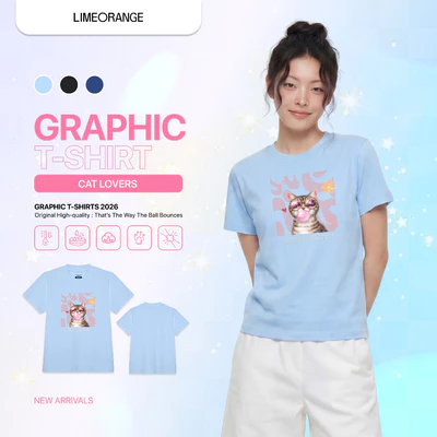 Áo Thun Nữ Baby Fit Graphic Cat Lovers LIMEORANGE - LO26111116