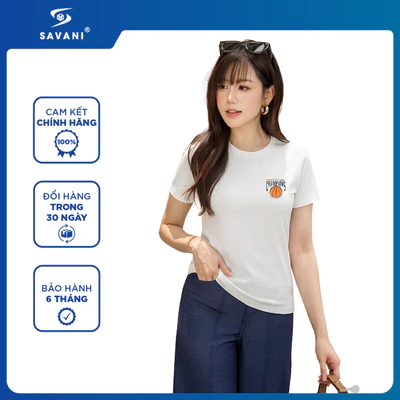 Áo Thun Cổ Tròn Cặp Đôi Nữ SAVANI, Chất Vải Cotton Thấm Hút, Mềm Mát, Co Giãn Tốt WTCA006S6