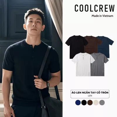 Áo Thun Len Dệt Kim 3 Cúc Ngắn Tay Cổ Tròn 𝐂𝐎𝐎𝐋𝐂𝐑𝐄𝐖 Phong Cách Thời Trang Hàn Quốc ALH15