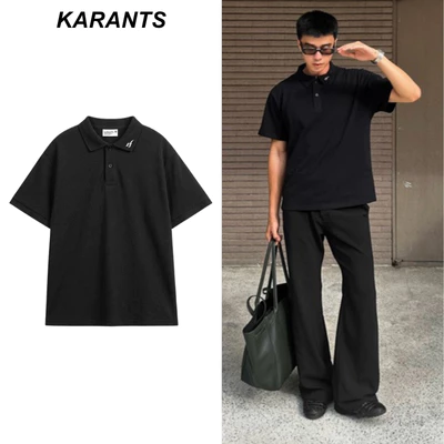 Karants Áo Polo Oversize Vải Cotton Cá Sấu Gắn Thanh Kim Loại Trơn Nam Nữ Unisex - KR404