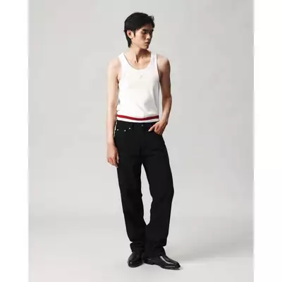 Eleven - Áo Ba Lỗ Nam Vải Gân Thêu Mono | Màu Trắng