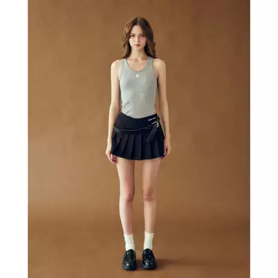 Eleven - Áo Tank Top Vải Thun Gân Thêu Mono | Màu Xám
