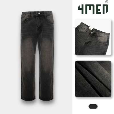 Quần Jean 4MEN Phối Dây Sọc 2 Bên Sườn Form Straight QJ132 Phong Cách Trẻ Trung, Năng Động