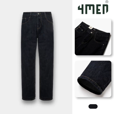 Quần Jean 4MEN Phối Dây Sọc 2 Bên Sườn Form Straight QJ127 Phong Cách Trẻ Trung, Năng Động