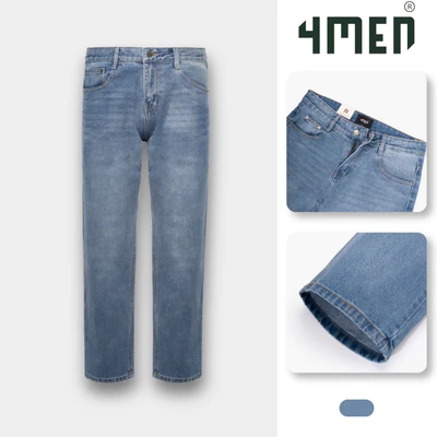 Quần Jean 4MEN Phối Dây Sọc 2 Bên Sườn Form Straight QJ130 Phong Cách Trẻ Trung, Năng Động