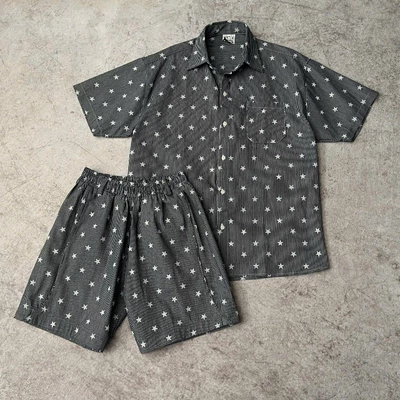 Bộ sơ mi tay ngắn và quần short YELLOW FLICKER super star unisex