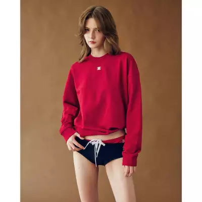 Eleven - Áo Sweater Nỉ Unisex Nam Nữ Cổ Tròn Thêu Mono | Màu Đỏ