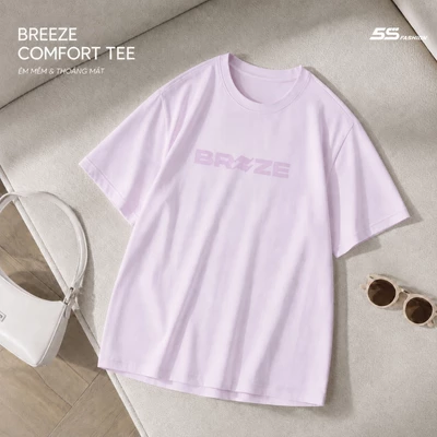 Áo Thun Nữ Ngắn Tay BREEZE COMFORT TEE, Chất Cotton Mát, Thiết Kế In Trẻ Trung W0ATS26010