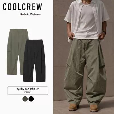 Quần Gió Xếp Ly 𝐂𝐎𝐎𝐋𝐂𝐑𝐄𝐖 Form Balloon Phong Cách Streetwear Hàn Quốc QTD124