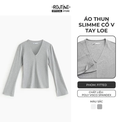 Áo Thun Tay Dài Nữ Cổ V Form Fitted - Routine 10F25TSLW005