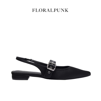 [NEW] Giày bệt Floralpunk Mary Pointy - Đế cao 3cm chất liệu satin - dây quai gót kèm móc khóa