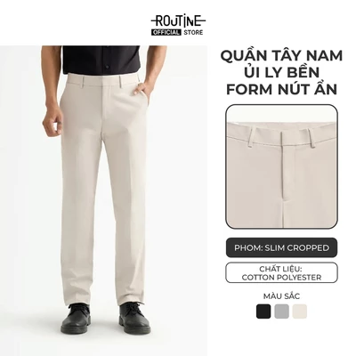 [🔥HOT] Quần Tây Nam Dài Trơn Form Slim Cropped - Routine 10S25PFO004