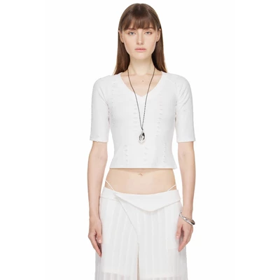 Áo Thun Raglan Nữ Rách Màu Trắng - BEUTER® WMNS DISTRESSED RAGLAN T-SHIRT - WHITE