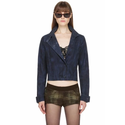 Áo Khoác Cropped Ghép Mảng Nữ Màu Chàm - BEUTER® WMNS PANEL CROP JACKET - MOOD INDIGO