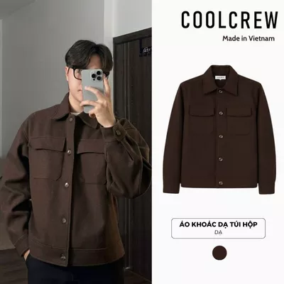 Áo Khoác Dạ Phối Túi Hộp 𝐂𝐎𝐎𝐋𝐂𝐑𝐄𝐖 Cổ Bẻ Basic Dày Dặn Unisex Nam Nữ Phong Cách Hàn Quốc AKD079