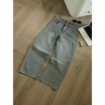 WHOSE x YC1996 GREY RELAXED BAGGY JEANS - Quần Jeans Wash Ống Suông Local Brand Unisex MS 3064