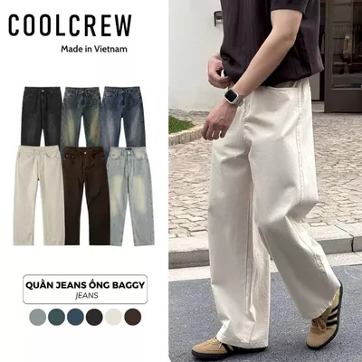 Quần Jeans Ống Baggy 𝐂𝐎𝐎𝐋𝐂𝐑𝐄𝐖 Unisex Nam Nữ Phong Cách Thời Trang Hàn Quốc QED127
