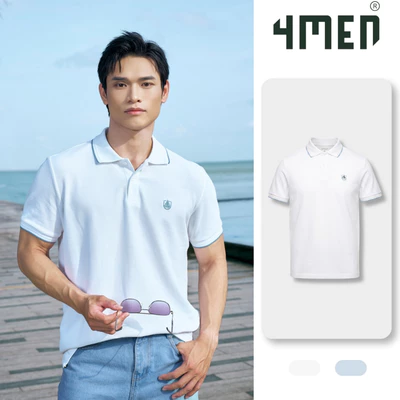 Áo Polo Mắt Chim 4MEN Thêu Logo Con Thuyền Form Regular PO187 Tay Ngắn, Form Gọn Gàng, Nam Tính Lịch Sự