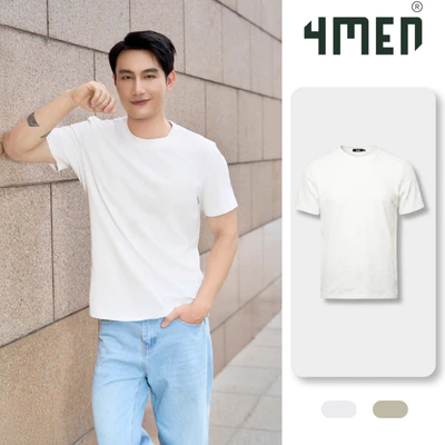 Áo Thun Vân Nổi 4MEN Thêu Chiếc Thuyền Form Regular AT191 Năng Động, Thoáng Mát