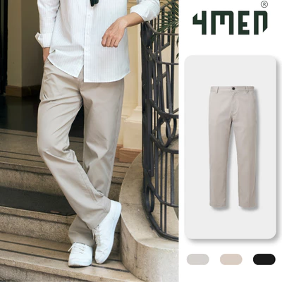 Quần Kaki 4MEN Trang Trí Dây 3 Sọc Form Straight QK033 Chỉn Chu Thanh Lịch