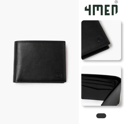 VÍ DA 4MEN Nappa Ngăn thẻ V Phối Xanh Dáng Ngang BV064 Basic, Tiện Dụng