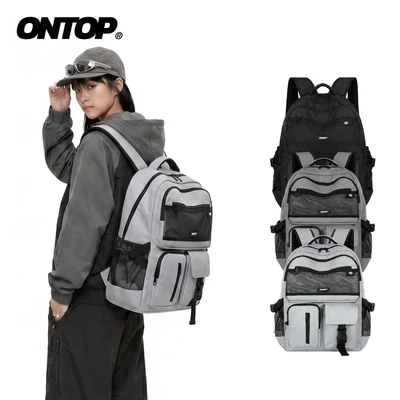 Balo đi học nam nữ ONTOP nhiều ngăn đựng vừa laptop 15.6inch vải canvas màu đen, xám Concord Backpack Pos-Pro | O-P67
