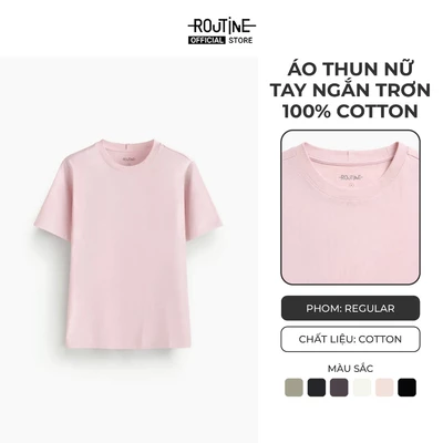 Áo Thun Nữ Tay Ngắn Trơn 100% Cotton Form Regular - Routine 10S24TSSW001