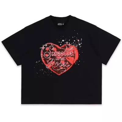ÁO SWE CANDY ROSES BOXY TEE - BLACK