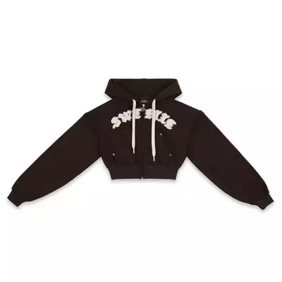 ÁO SWE ETIE CROPPED ZIP HOODIE - BROWN