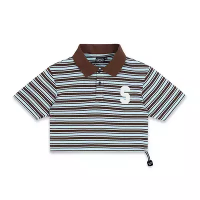 ÁO SWE STRIPE CROP POLO - BLUE
