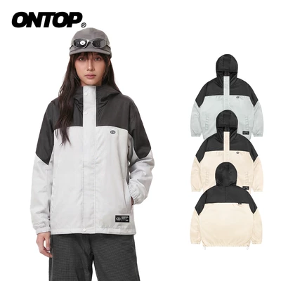 Áo khoác dù phối màu 2 lớp có mũ ONTOP khóa kéo và nút bấm chắc chắn Mountain Parka Jacket | O-AK13