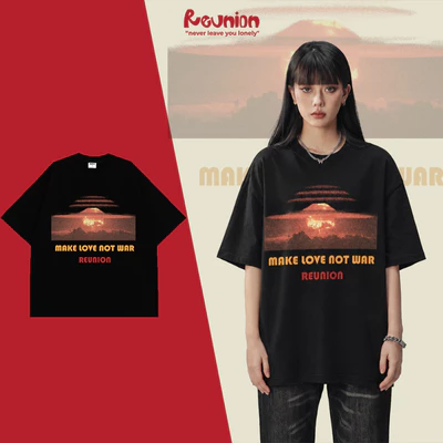Áo Thun Nam Nữ REUNION In Họa Tiết " MAKE LOVE NOT WAR", Áo Phông Tay Lỡ Chất Vải Cotton Co giãn Chuẩn Form Unisex