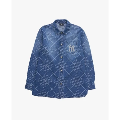 MLB - Áo sơ mi denim unisex tay dài phối họa tiết_3ADRM0654-50INS