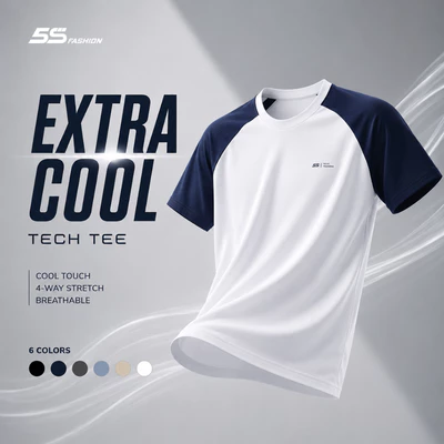 Áo Thun Nam Thể Thao EXTRA-COOL 5S FASHION Nhẹ Mát, Tay Raglan,Trẻ Trung M0ATS26041