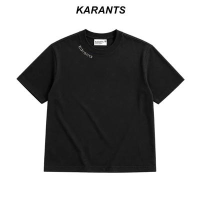 Karants Áo Thun Boxy Vải Cotton 2 Chiều Thêu Cổ Nam Nữ Unisex - KR398