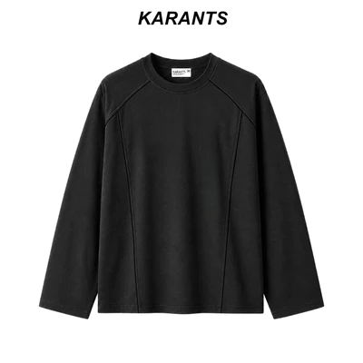Karants Áo Thun RegularFit Tay Dài Vải Nỉ 2 Da Cổ Tròn Phối Line Nam Nữ Unisex - KR444