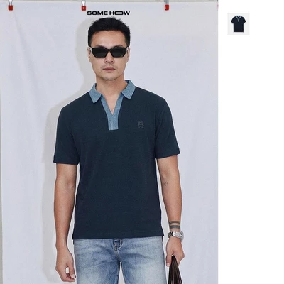 [New7] Áo Polo Regular Phối Bo Cổ Denim, Chất Vải Cá Sấu CVC Thoải Mái Năng Động, PL0234, SOME HOW STORE