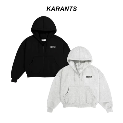 Karants Áo Khoác Hoodie Zip Boxy Vải Nỉ Bông Chữ  Dập Nổi Nam Nữ Unisex - AK40