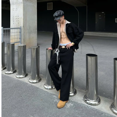 BLACK WIDE STRAIGHT JEANS WHOSE - Quần jeans ống đứng wide fit Whose Studio 1778