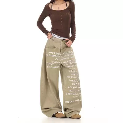WHOSE x YC1996 LETTER PRINT BAGGY JEANS - Quần Baggy Jeans Ống Rộng In Chữ Local Brand Unisex MS 3080