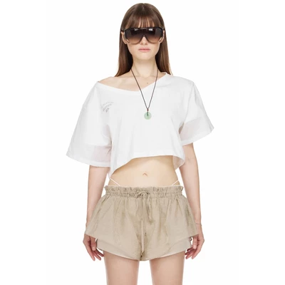 Áo Thun Cropped Nữ Joie Màu Trắng Ngà - BEUTER® x PALLADIUM WMNS ‘JOIE’ CROPPED T-SHIRT - IVORY WHITE