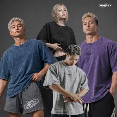 Áo Thun wax ĐEN/ PURPLE/ BLUE Degrey kiểu dáng rộng thêu logo