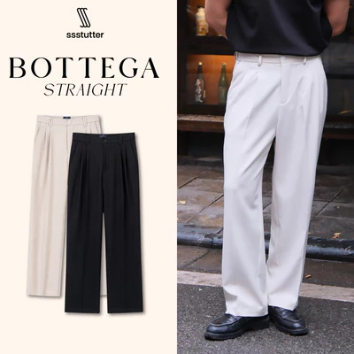 Quần Tây Nam SSSTUTTER Bottega Straight Ống Suông Xếp Ly Form Regular Cao Cấp Thanh Lịch